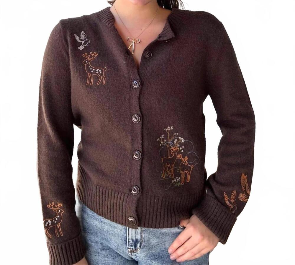 NEW BLU PEPPER deep in the woods cardigan in chocolate